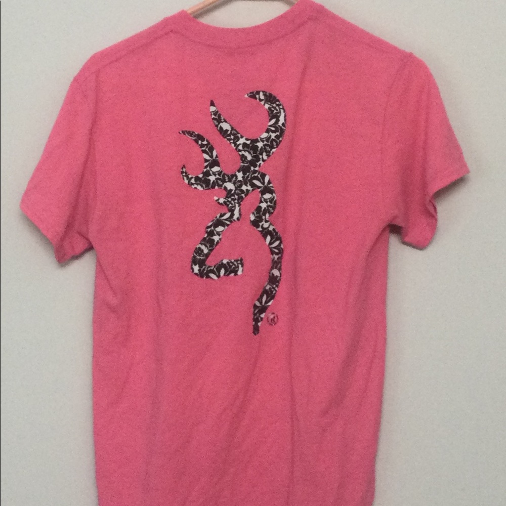 🌞 Browning short sleeve crew neck barbiecore pink tee name & logo women size S - Picture 7 of 16
